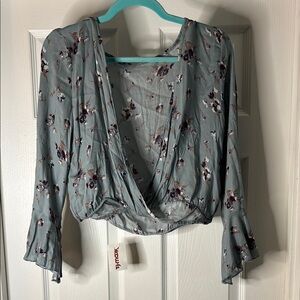Floral Wrap Top - Green